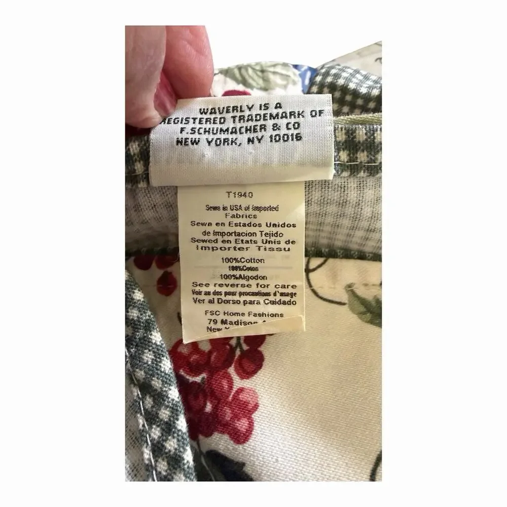 Vintage 4 Waverly Valances ORCHARD TRAIL Red Berries Scalloped Green Gingham 74”